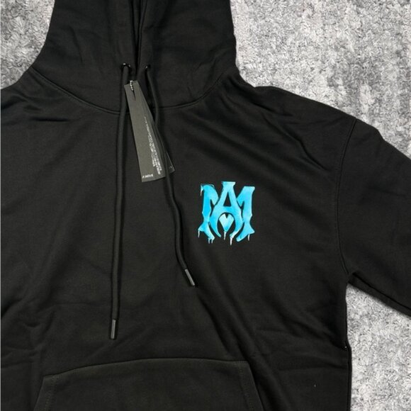 AMIRI ICE Baby Blue Logo Hoodie Mens Large - Picture 2 of 6